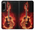 W0415 Fire Guitar Burn Hülle Schutzhülle Taschen und Leder Flip für Sony Xperia 5 IV