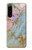 W3717 Rose Gold Blue Pastel Marble Graphic Printed Hülle Schutzhülle Taschen und Leder Flip für Sony Xperia 5 IV