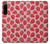 W3719 Strawberry Pattern Hülle Schutzhülle Taschen und Leder Flip für Sony Xperia 5 IV