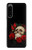W3753 Dark Gothic Goth Skull Roses Hülle Schutzhülle Taschen und Leder Flip für Sony Xperia 5 IV