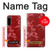 W3817 Red Floral Cherry blossom Pattern Hülle Schutzhülle Taschen und Leder Flip für Sony Xperia 5 IV