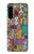 W3879 Retro Music Doodle Hülle Schutzhülle Taschen und Leder Flip für Sony Xperia 5 IV