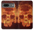 W3881 Fire Skull Hülle Schutzhülle Taschen und Leder Flip für Google Pixel 7