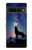 W3555 Wolf Howling Million Star Hülle Schutzhülle Taschen und Leder Flip für Google Pixel 7 Pro