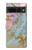 W3717 Rose Gold Blue Pastel Marble Graphic Printed Hülle Schutzhülle Taschen und Leder Flip für Google Pixel 7 Pro