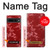 W3817 Red Floral Cherry blossom Pattern Hülle Schutzhülle Taschen und Leder Flip für Google Pixel 7 Pro
