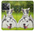 W3795 Kitten Cat Playful Siberian Husky Dog Paint Hülle Schutzhülle Taschen und Leder Flip für OnePlus Ace Pro