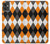W3421 Black Orange White Argyle Plaid Hülle Schutzhülle Taschen und Leder Flip für Motorola Moto G32