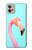 W3708 Pink Flamingo Hülle Schutzhülle Taschen und Leder Flip für Motorola Moto G32