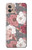 W3716 Rose Floral Pattern Hülle Schutzhülle Taschen und Leder Flip für Motorola Moto G32