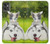 W3795 Kitten Cat Playful Siberian Husky Dog Paint Hülle Schutzhülle Taschen und Leder Flip für Motorola Moto G32