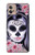 W3821 Sugar Skull Steam Punk Girl Gothic Hülle Schutzhülle Taschen und Leder Flip für Motorola Moto G32