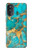 W2906 Aqua Turquoise Stone Hülle Schutzhülle Taschen und Leder Flip für Motorola Moto G52, G82 5G