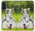 W3795 Kitten Cat Playful Siberian Husky Dog Paint Hülle Schutzhülle Taschen und Leder Flip für Motorola Moto G52, G82 5G