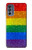 W2683 Rainbow LGBT Pride Flag Hülle Schutzhülle Taschen und Leder Flip für Motorola Moto G62 5G