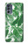 W3457 Paper Palm Monstera Hülle Schutzhülle Taschen und Leder Flip für Motorola Moto G62 5G