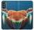 W3497 Green Sea Turtle Hülle Schutzhülle Taschen und Leder Flip für Motorola Moto G62 5G