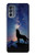W3555 Wolf Howling Million Star Hülle Schutzhülle Taschen und Leder Flip für Motorola Moto G62 5G