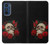 W3753 Dark Gothic Goth Skull Roses Hülle Schutzhülle Taschen und Leder Flip für Motorola Edge 30