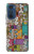 W3879 Retro Music Doodle Hülle Schutzhülle Taschen und Leder Flip für Motorola Edge 30