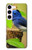 W3839 Bluebird of Happiness Blue Bird Hülle Schutzhülle Taschen und Leder Flip für Samsung Galaxy S23