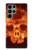 W3881 Fire Skull Hülle Schutzhülle Taschen und Leder Flip für Samsung Galaxy S23 Ultra