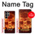 W3881 Fire Skull Hülle Schutzhülle Taschen und Leder Flip für Samsung Galaxy S23 Ultra