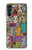 W3879 Retro Music Doodle Hülle Schutzhülle Taschen und Leder Flip für Samsung Galaxy A14 5G