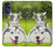 W3795 Kitten Cat Playful Siberian Husky Dog Paint Hülle Schutzhülle Taschen und Leder Flip für Motorola Moto G 5G (2023)