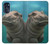 W3871 Cute Baby Hippo Hippopotamus Hülle Schutzhülle Taschen und Leder Flip für Motorola Moto G 5G (2023)
