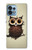 W0360 Coffee Owl Hülle Schutzhülle Taschen und Leder Flip für Motorola Edge+ (2023), X40, X40 Pro, Edge 40 Pro