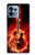 W0415 Fire Guitar Burn Hülle Schutzhülle Taschen und Leder Flip für Motorola Edge+ (2023), X40, X40 Pro, Edge 40 Pro