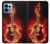 W0415 Fire Guitar Burn Hülle Schutzhülle Taschen und Leder Flip für Motorola Edge+ (2023), X40, X40 Pro, Edge 40 Pro