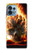 W0863 Hell Fire Skull Hülle Schutzhülle Taschen und Leder Flip für Motorola Edge+ (2023), X40, X40 Pro, Edge 40 Pro