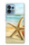 W1117 Starfish on the Beach Hülle Schutzhülle Taschen und Leder Flip für Motorola Edge+ (2023), X40, X40 Pro, Edge 40 Pro