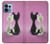 W1832 Love Cat Hülle Schutzhülle Taschen und Leder Flip für Motorola Edge+ (2023), X40, X40 Pro, Edge 40 Pro