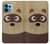 W2825 Cute Cartoon Raccoon Hülle Schutzhülle Taschen und Leder Flip für Motorola Edge+ (2023), X40, X40 Pro, Edge 40 Pro