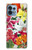W3205 Retro Art Flowers Hülle Schutzhülle Taschen und Leder Flip für Motorola Edge+ (2023), X40, X40 Pro, Edge 40 Pro