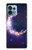 W3324 Crescent Moon Galaxy Hülle Schutzhülle Taschen und Leder Flip für Motorola Edge+ (2023), X40, X40 Pro, Edge 40 Pro