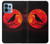 W3328 Crow Red Moon Hülle Schutzhülle Taschen und Leder Flip für Motorola Edge+ (2023), X40, X40 Pro, Edge 40 Pro