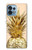 W3490 Gold Pineapple Hülle Schutzhülle Taschen und Leder Flip für Motorola Edge+ (2023), X40, X40 Pro, Edge 40 Pro