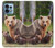 W3558 Bear Family Hülle Schutzhülle Taschen und Leder Flip für Motorola Edge+ (2023), X40, X40 Pro, Edge 40 Pro