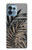 W3692 Gray Black Palm Leaves Hülle Schutzhülle Taschen und Leder Flip für Motorola Edge+ (2023), X40, X40 Pro, Edge 40 Pro