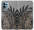 W3692 Gray Black Palm Leaves Hülle Schutzhülle Taschen und Leder Flip für Motorola Edge+ (2023), X40, X40 Pro, Edge 40 Pro