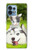 W3795 Kitten Cat Playful Siberian Husky Dog Paint Hülle Schutzhülle Taschen und Leder Flip für Motorola Edge+ (2023), X40, X40 Pro, Edge 40 Pro