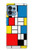 W3814 Piet Mondrian Line Art Composition Hülle Schutzhülle Taschen und Leder Flip für Motorola Edge+ (2023), X40, X40 Pro, Edge 40 Pro