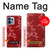 W3817 Red Floral Cherry blossom Pattern Hülle Schutzhülle Taschen und Leder Flip für Motorola Edge+ (2023), X40, X40 Pro, Edge 40 Pro