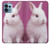 W3870 Cute Baby Bunny Hülle Schutzhülle Taschen und Leder Flip für Motorola Edge+ (2023), X40, X40 Pro, Edge 40 Pro