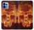 W3881 Fire Skull Hülle Schutzhülle Taschen und Leder Flip für Motorola Edge+ (2023), X40, X40 Pro, Edge 40 Pro