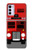 W2058 England British Double Decker Bus Hülle Schutzhülle Taschen und Leder Flip für Motorola Moto G42